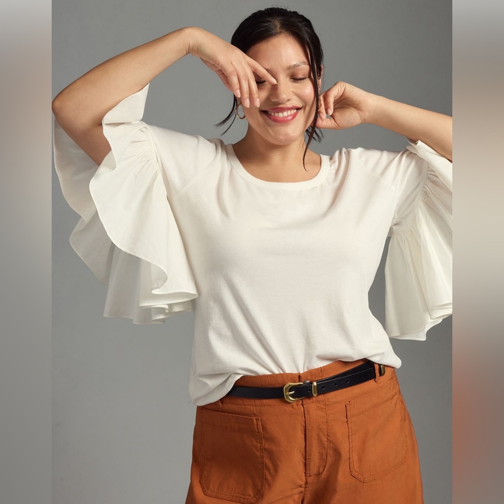 Maeve Ruffle-Sleeve Tee
